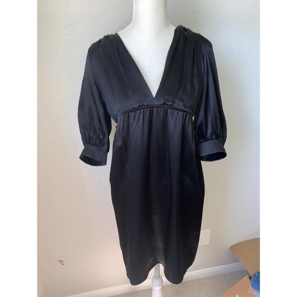 Amanda Uprichard 100% Silk Black V-Neck Dress - Picture 5 of 10